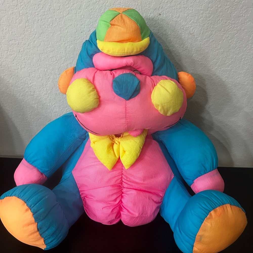 Vintage TB Trading Co Nylon Blue Monkey Gorilla Hat Stuffed Animal 80’s